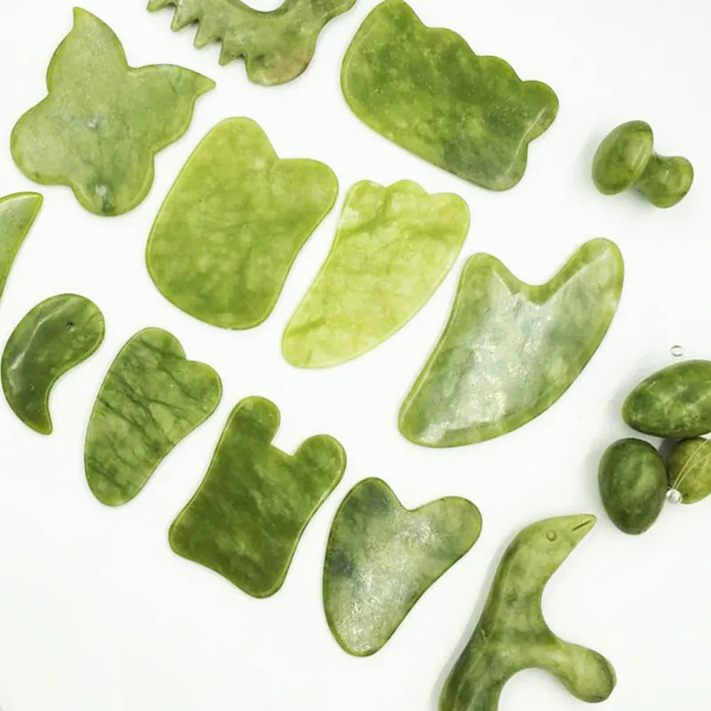 Натуральный Нефритовый камень для гуаши скребок гуаша лица шеи подтяжки спины