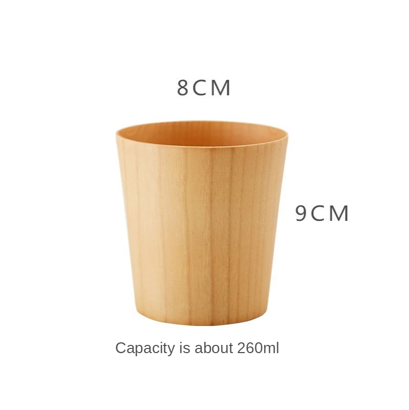 

Simple Wooden Cup with Flat Bottom and Wide Mouth Bubble Tea Cup Cereal Cup