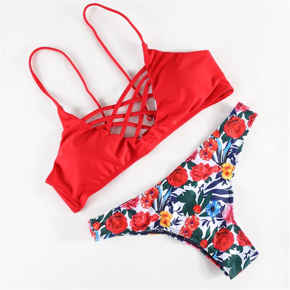 Женский Новый Модный Купальник бикини с принтом в стиле ретро перекрестными