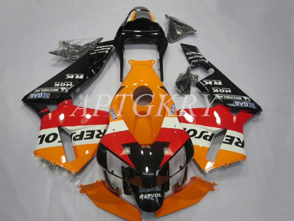 

4 Gifts New ABS Plastic Motorcycle Fairings Kit Fit For HONDA CBR600RR F5 2003 2004 03 04 Bodywork Set Custom Black Orange