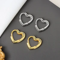 s925 pure silver korean style simple heart shaped earrings minority design hollow heart ear buckle a generation of hair