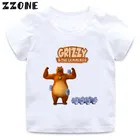 Симпатичная Забавная детская футболка с изображением медведя гризли и леммина, Летние Повседневные детские топы, одежда для девочек, HKP5426