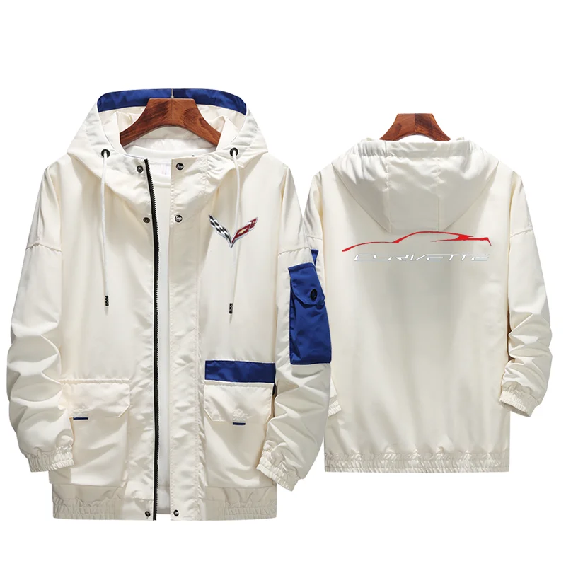 Мужская повседневная куртка с капюшоном однотонная свободная ветровка в стиле