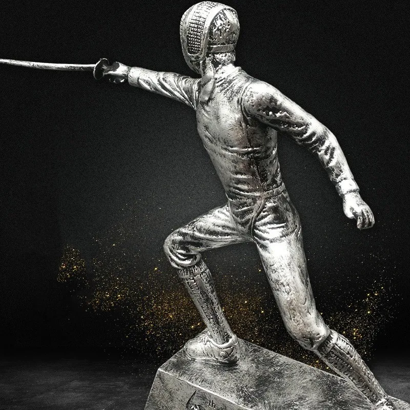 

[HHT] Creative Resin Crafts Fencing Athlete Sculpture Ornaments Fencer Souvenir Trophy Personalized Customized Engrave Words
