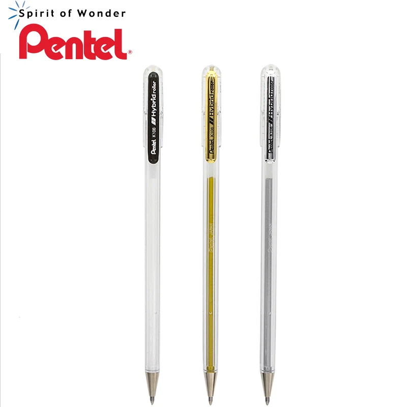 

3 шт. металлическая гелевая ручка Pentel 0,8 мм K108, металлическая Гелевая Кисть, ручка для выделения, художественная живопись, фото украшение