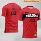Брендовая футболка E-sports форма игрока Dragon Team, Детская футболка под заказ, футболка оверсайз, Мужской Быстросохнущий пуловер