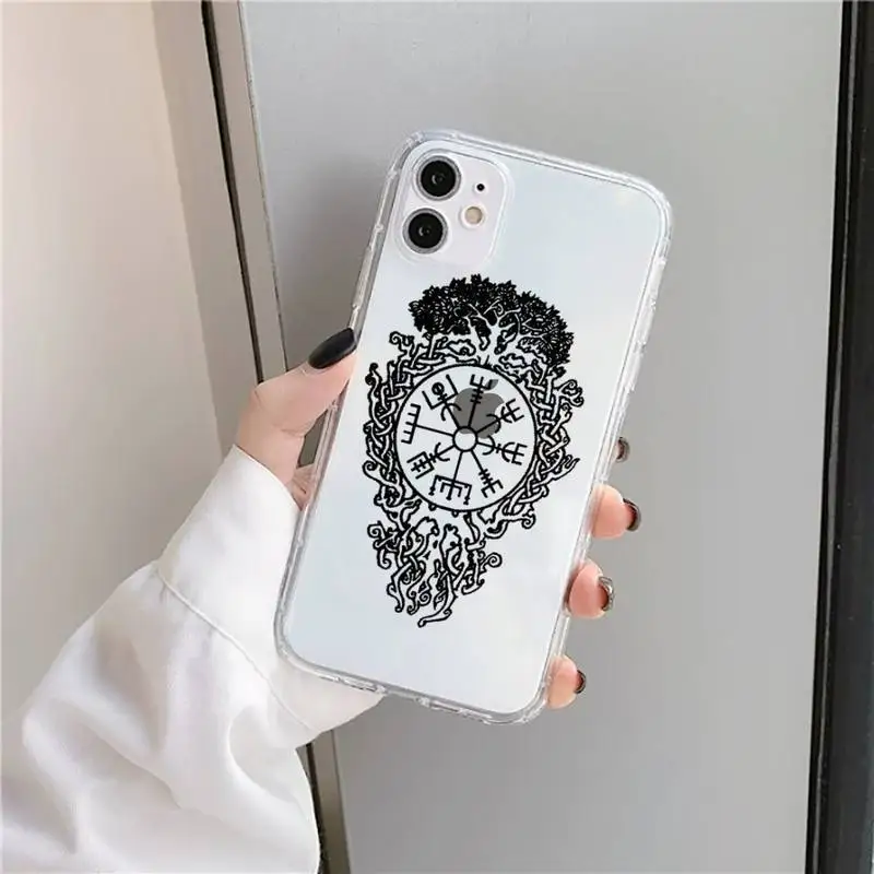 

Viking Vegvisir Odin Nordic Phone Case Transparent for iPhone 11 12 mini pro XS MAX 8 7 6 6S Plus X 5S SE 2020 XR