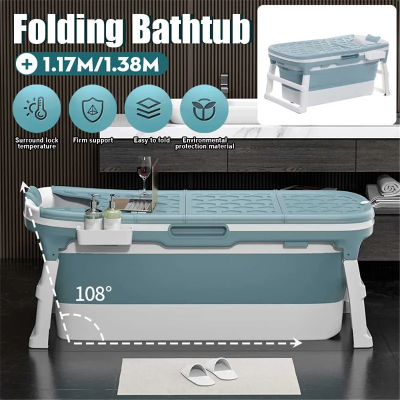 

55'' Large Bathtub Adult Children's Folding Tub Massage Adult Bath Barrel Steaming Dual-use Baby Soaking Tub Home Spa Home Sauna