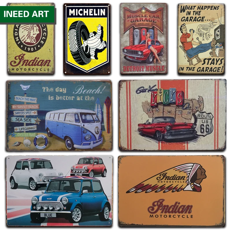 

Vintage Auto Gas Oil Station Metal Poster Tin Sign Retro Garage Decorative Wall Stickers Iron Plate Home Decor
