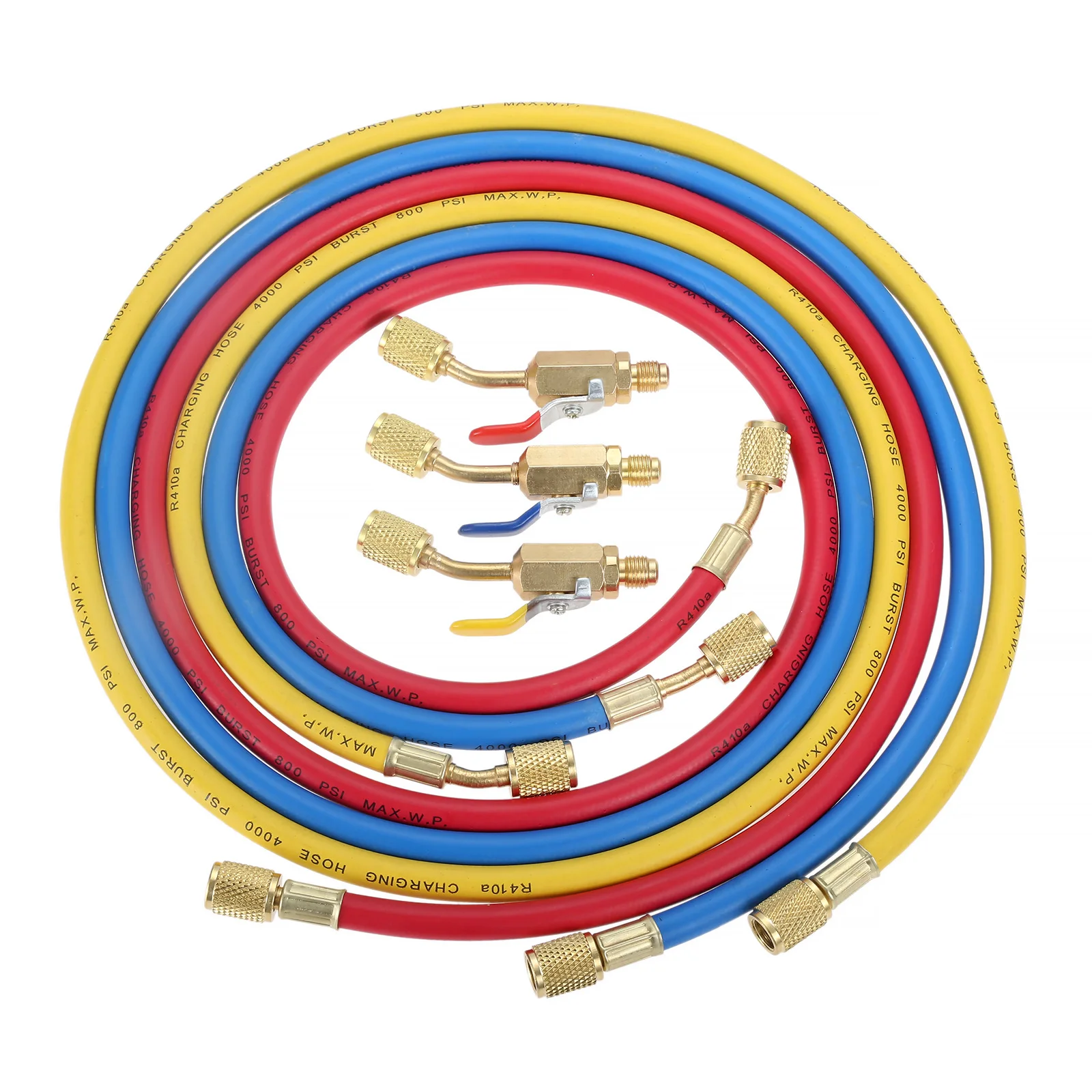 

60" R410A HVAC Hoses Kit with 1/4" SAE Thread, with Valve Core Remover Kit for R410A R134A R12 R22 R502 R404 AC Maintenance