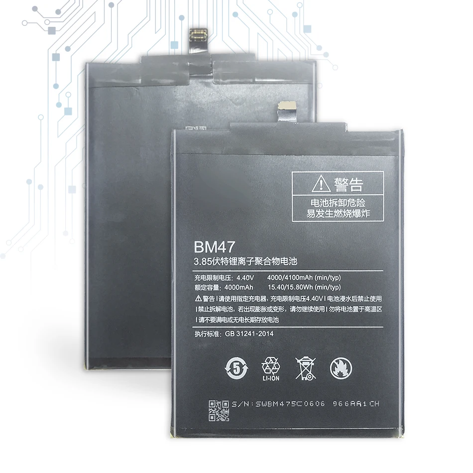 Аккумулятор для мобильного телефона Xiao mi BM47 4100 мАч Сменный аккумулятор для Xiao mi Red mi 3 3S 3X 4X note 3 pro Hong mi Red mi 4x