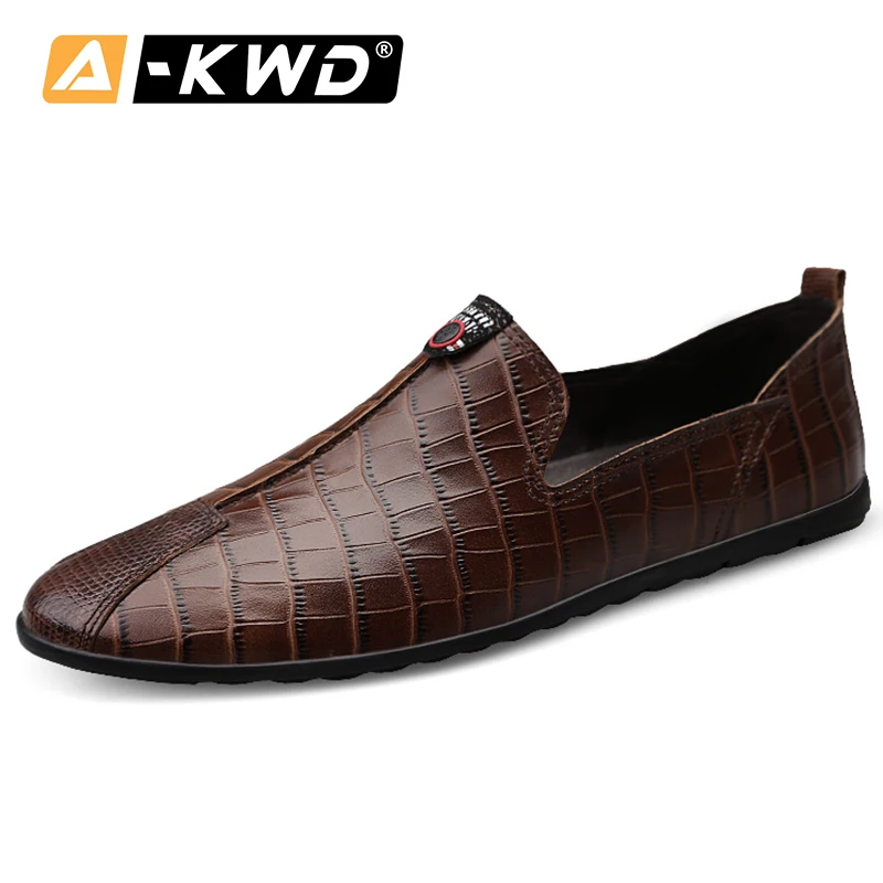 

Fashion Man Shoes Leather Genuine Black Brown Mens Loafers Leather Men Loafers Chaussures Hommes En Cuir Luxe Male Driving Shoes