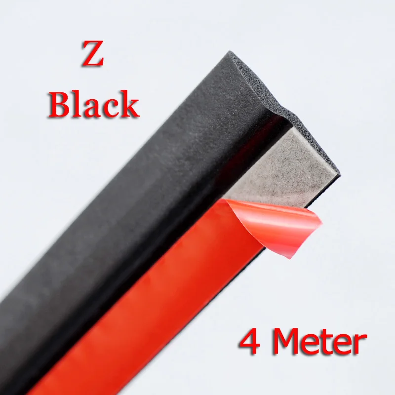 Black 4 meter 4 м этиленового пропилен-каучука двери Z Тип декоративный пластиковый ограничитель автомобильных дверей прозрачный черный Z герметик уплотнитель автомобиля Шум изоляционное уплотнение для автомобильных дверных карт - Цвет: Black 4 meter