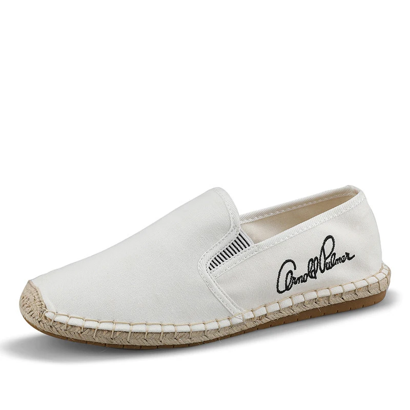 Мужские лоферы дышащие парусиновые туфли эспадрильи мягкая подошва без застежки