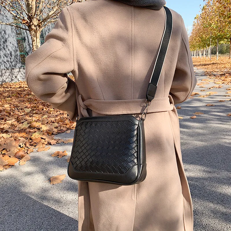 

Woven Pattern Woman Shoulder Bags with 2 Belts Satchels Fashion Cross Body Bags Good Quality Leather Shoulder Hand Bags