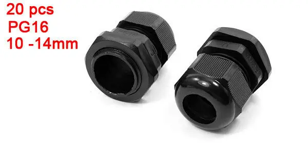 

20Pcs PG16 Black Plastic Glands Connectors for 10 mm to 14mm Cable 37mm / 1.5