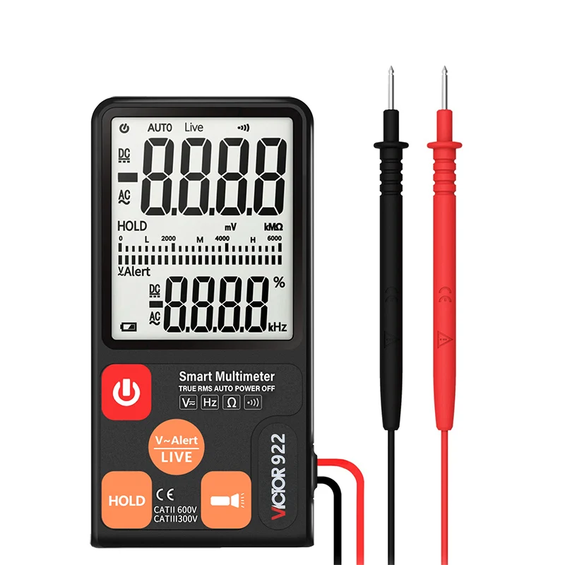 

VC922 3.5" LCD T-RMS Smart Digtial Multimeter AC/DC Voltage,Resistance,Continuity,NCV Test with L/N Line Automatic recognition
