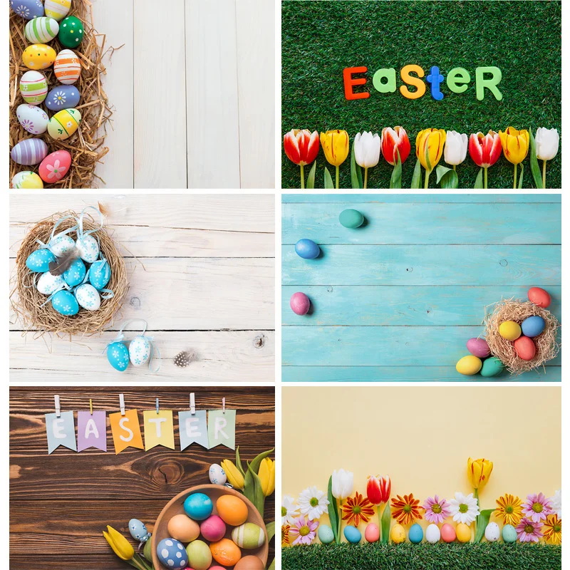 

ZHISUXI Easter Eggs Background Vinyl Flower Wood Floor Photography Backdrops For Photo Studio Props 210123TZY- 02