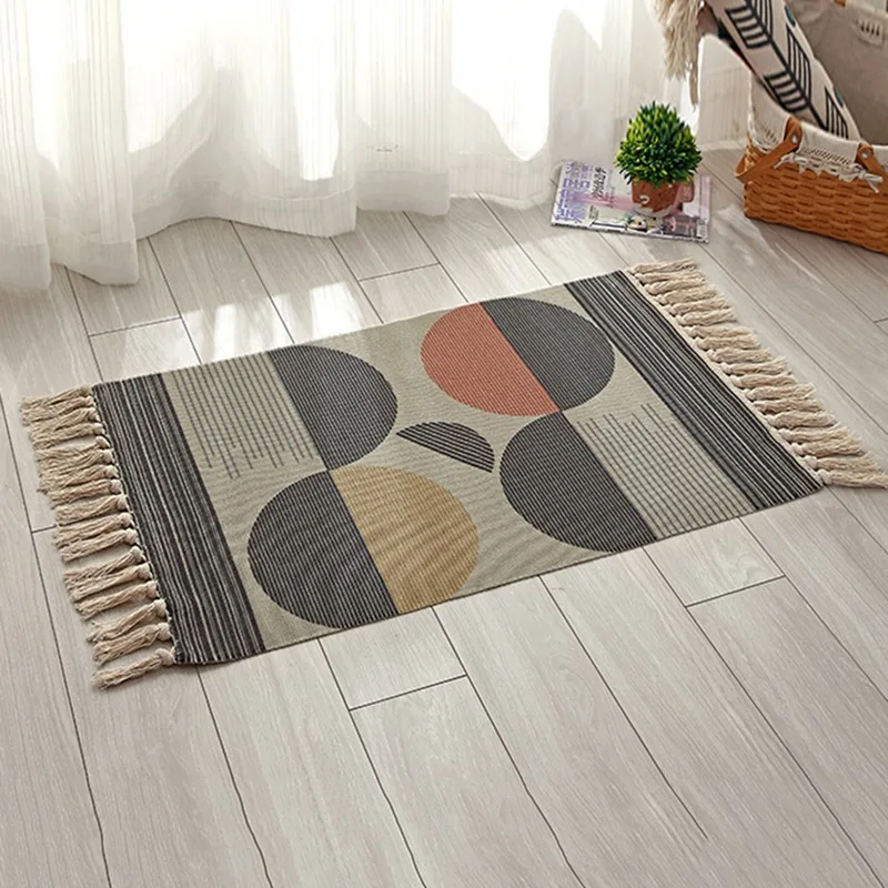 Скандинавский стиль напольный ковер для гостиной хлопок лен гобелен моющиеся