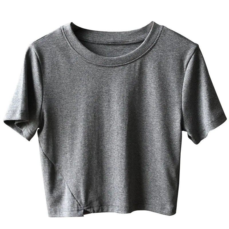 

CMAZ O-Neck Knit Crop Top Women Summer Casual O-neck Short Sleeve T Shirt Basic Sexy Streetwear Hot Girls Tops 7960#