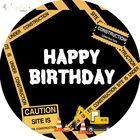Тема строительства, Круглый задний фон, самосвал, фон для дня рождения, торт, стол для мальчиков, украшения на день рождения