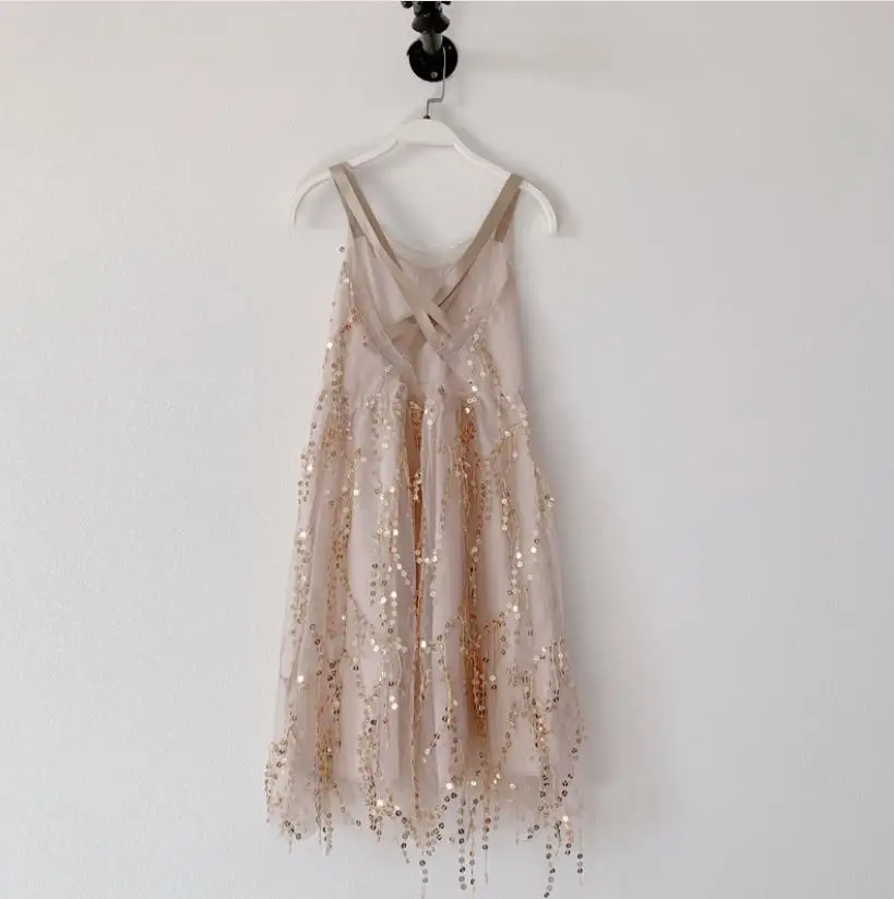 Розничная продажа 2020 летние детские платья с блестками и кисточками милая