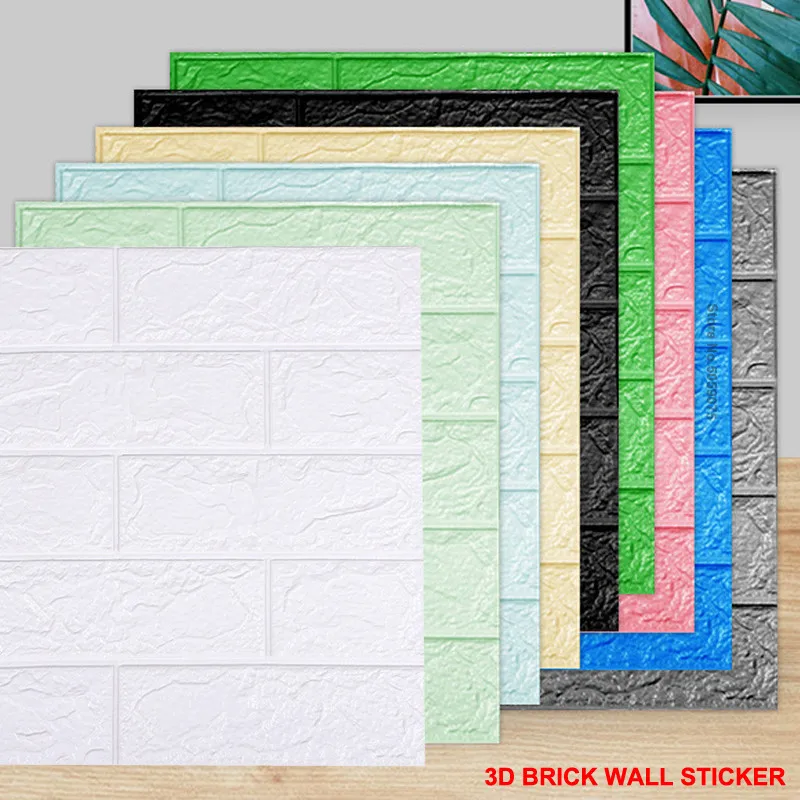 

3D Brick Wall Stickers DIY Waterproof Brick Tile Self-Adhesive Wallpaper Panels For Kids Room Living Room Bedroom Home Decor
