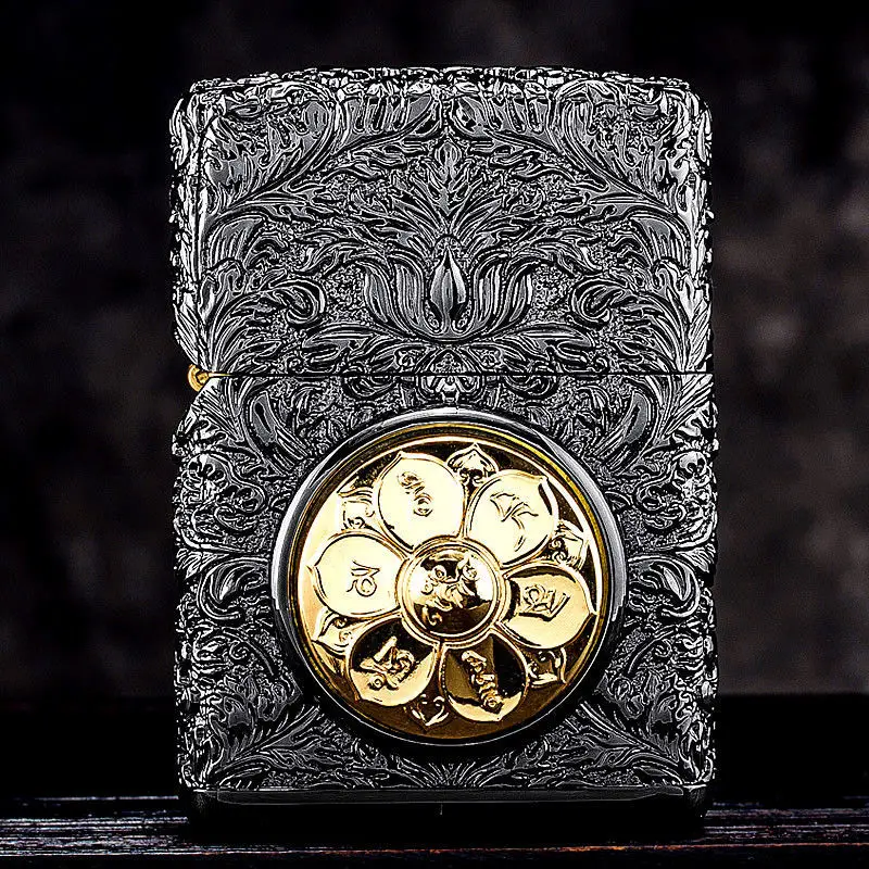 

Original ZORRO Kerosene Lighter.Creative 3D Carving Relief thickened armor Gasoline Machine Collection Men Smoking Gift Box