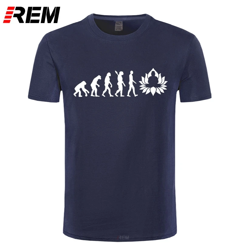 

REM Fashion Evolution of Buddha T Shirt Funny Buddhism Men Cotton Short Sleeve T Shirts Cool Printed T-shirt Tee