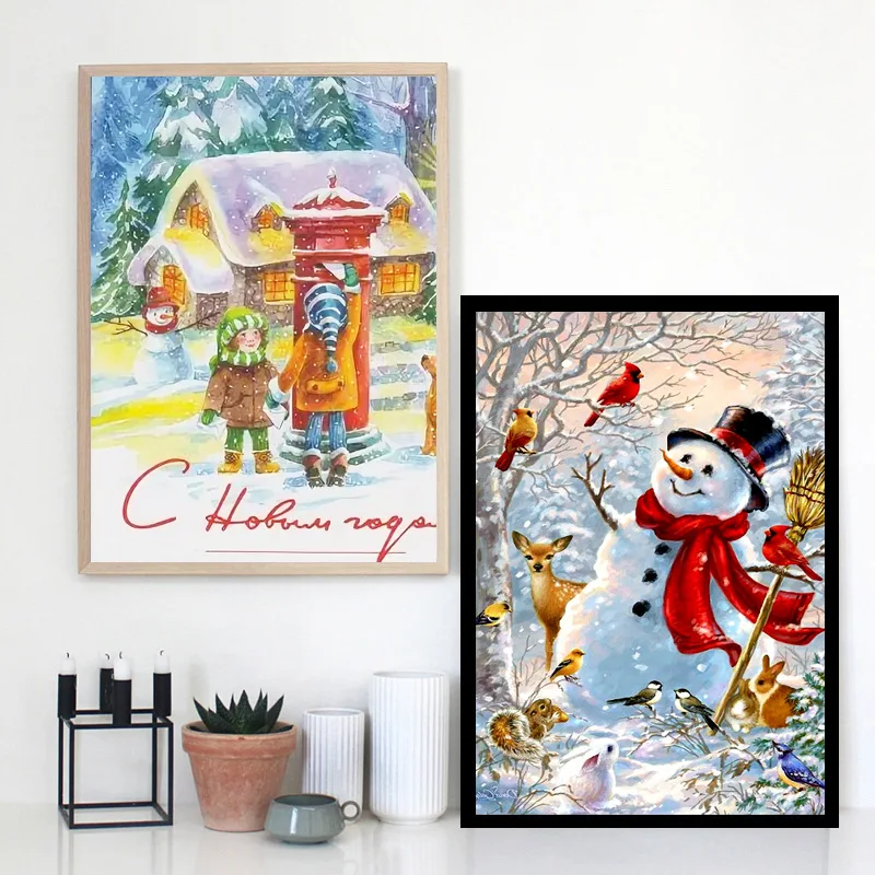 

Christmas Home Decoration Full Drill 5D Diy Cartoon Snowman Rhinestone Embroidery Diamond Cross Stitch Art Handmade Gifts Mosaic