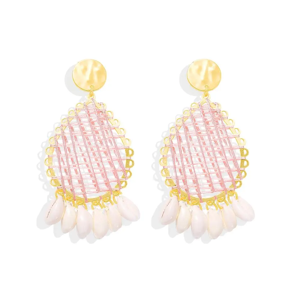 Pink 29 Girlgo ZA модные розовые полимерные акриловые цветочные Висячие серьги для женщин, свадебные ювелирные изделия, подарки для девушек, висячие серьги, популярные ins - Окраска металла: Pink 29