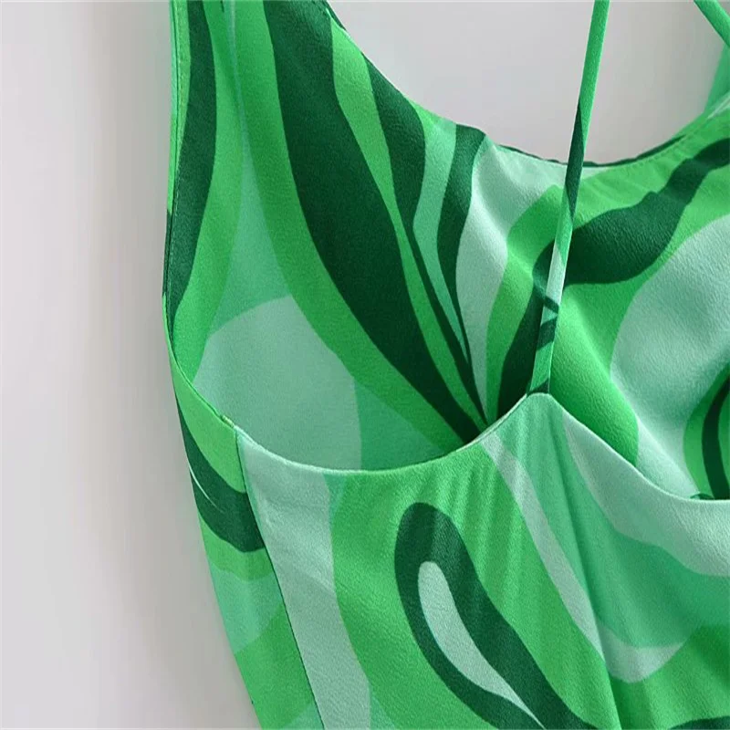 

Za Dresses Women Summer Dress Sexy Sling Green Slip Draped Neckline Club Ladies Dress Party 2021