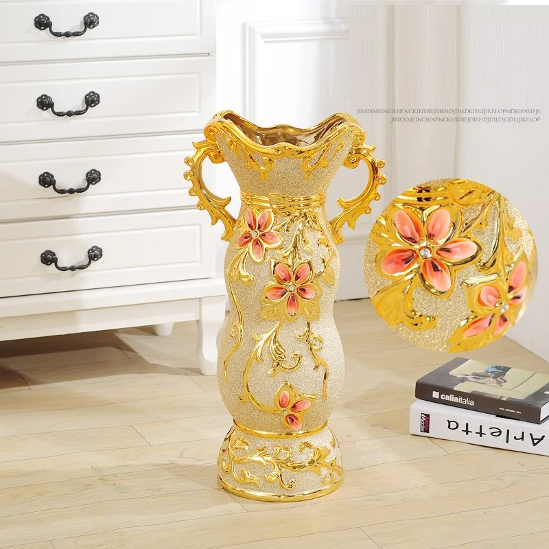 

61CM Ceramic Vase Decoration Flower Vase Figurines Ceramics Crafts European Luxury Flower Pot Home Decor Cabinet Ornament R4332