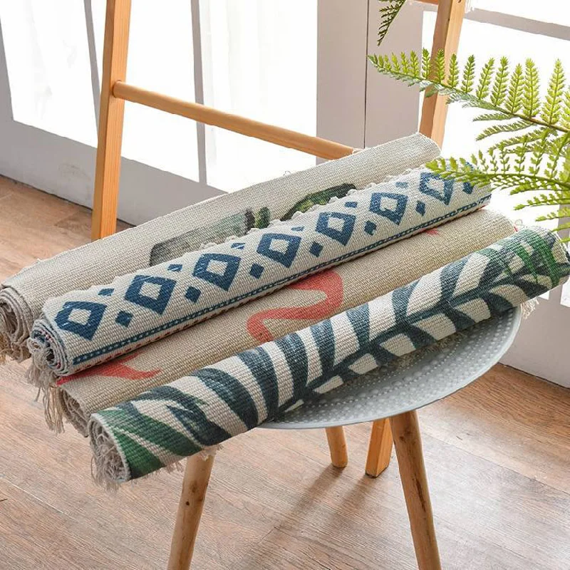 Богемный искусственный ковер для дивана гостиной спальни из хлопка и льна ручной