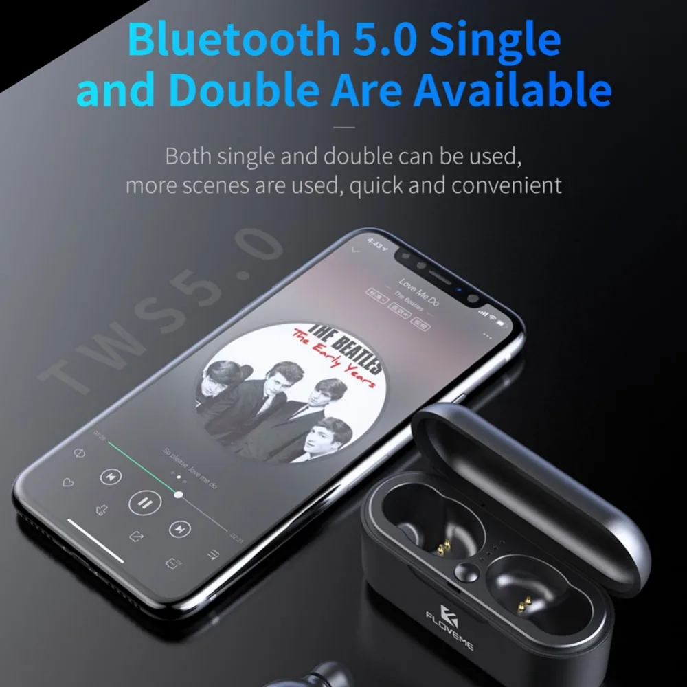 FLOVEME Mini TWS5.0 Bluetooth Беспроводные наушники спортивные наушники гарнитура 3D стерео звук наушники микро зарядная коробка
