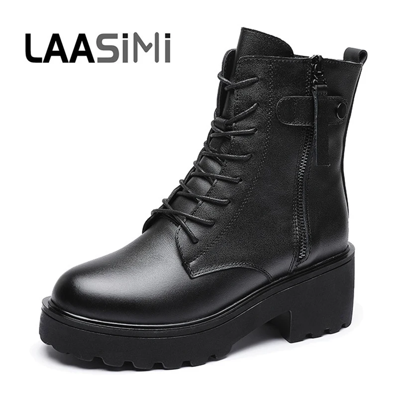 Женские высокие зимние ботинки LAASIMI на платформе повседневная обувь из