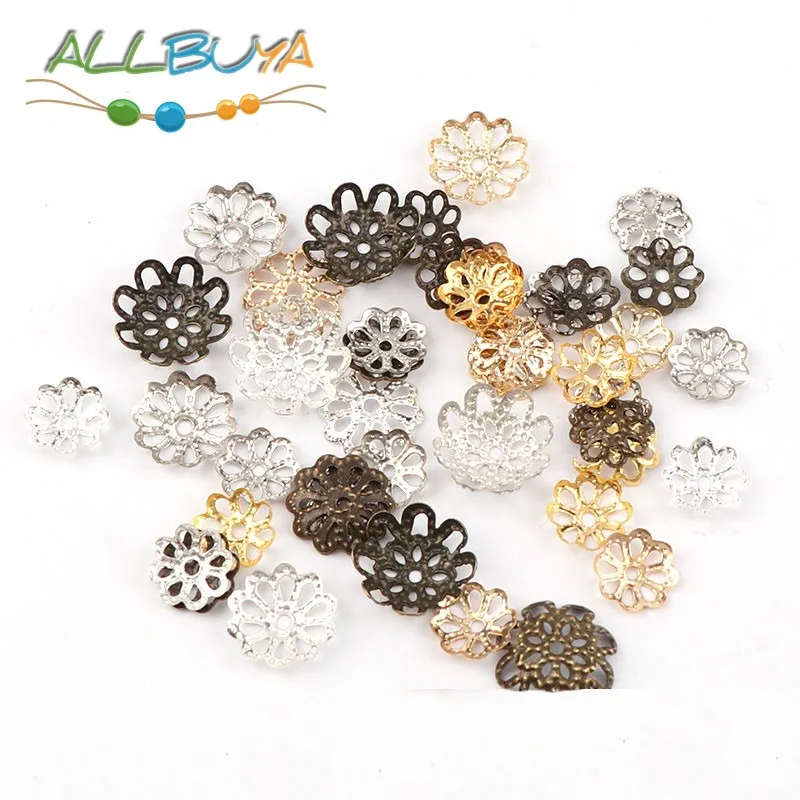 Шапочки для бусин в форме лепестков цветов разделители золотого цвета