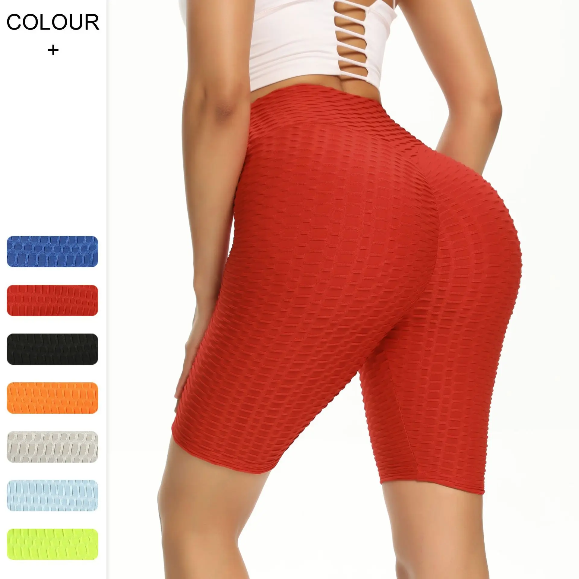 

Lady Peach Buttocks High Waist Buttocks Slim Jacquard Bubble Quick-drying Sweat-absorbent Breathable Sports Fitness Yoga Shorts