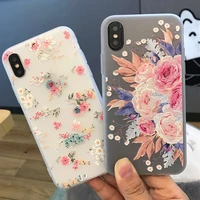 matte soft floral translucent phone case for iphone 11 pro xs max x xr 6 6s 8 7 plus spring cute flower tpu protective back case