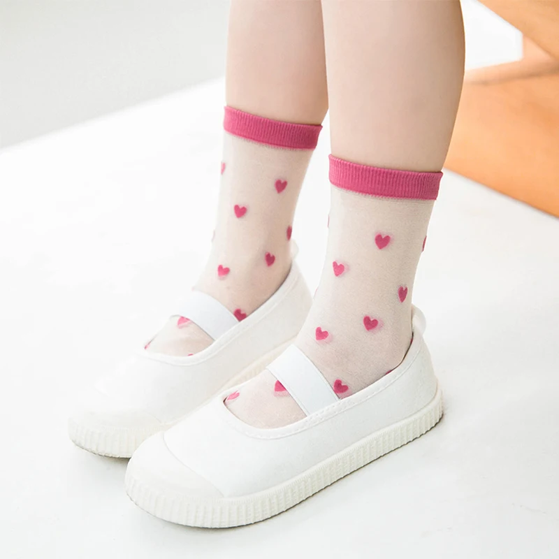 

Kids Crystal Summer Sock Child Girls Boys Toddler Short Cotton Cute Thin Fluorescence Transparent Socks Baby Accessories Fashion