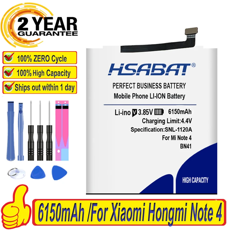 Аккумулятор HSABAT BN41 на 6150 мА · ч для Xiaomi Hongmi Note 4 Redmi аккумулятор MTK Helio X20 4X Pro Гб + 64 ГБ