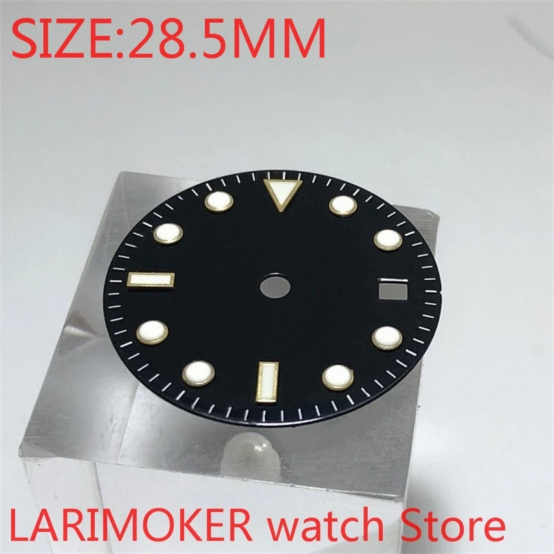 

No logo 28.5MM Sterile Watch Dial black Watch Dial Parts Fit ETA 2836/2824 DG2813/3804 Miyota 8215 821A MH35 36 Movement
