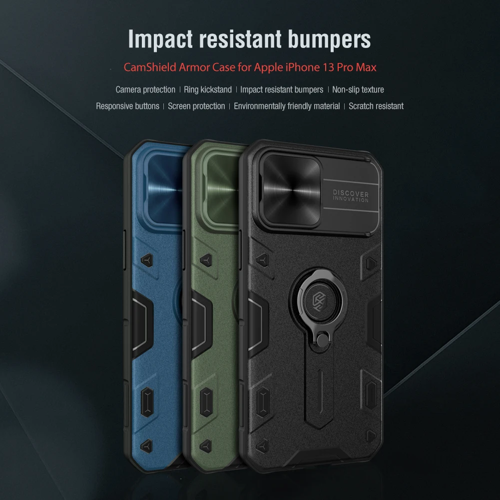 NILLKIN for iPhone 13 12 11 Pro Max Case Finger Ring Holder Shockproof Armor camera protection Mini | Мобильные телефоны и