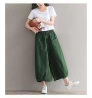 newest cotton linen women pants straight width leg casual trousers women long oants popular design oversea hot sell plus size