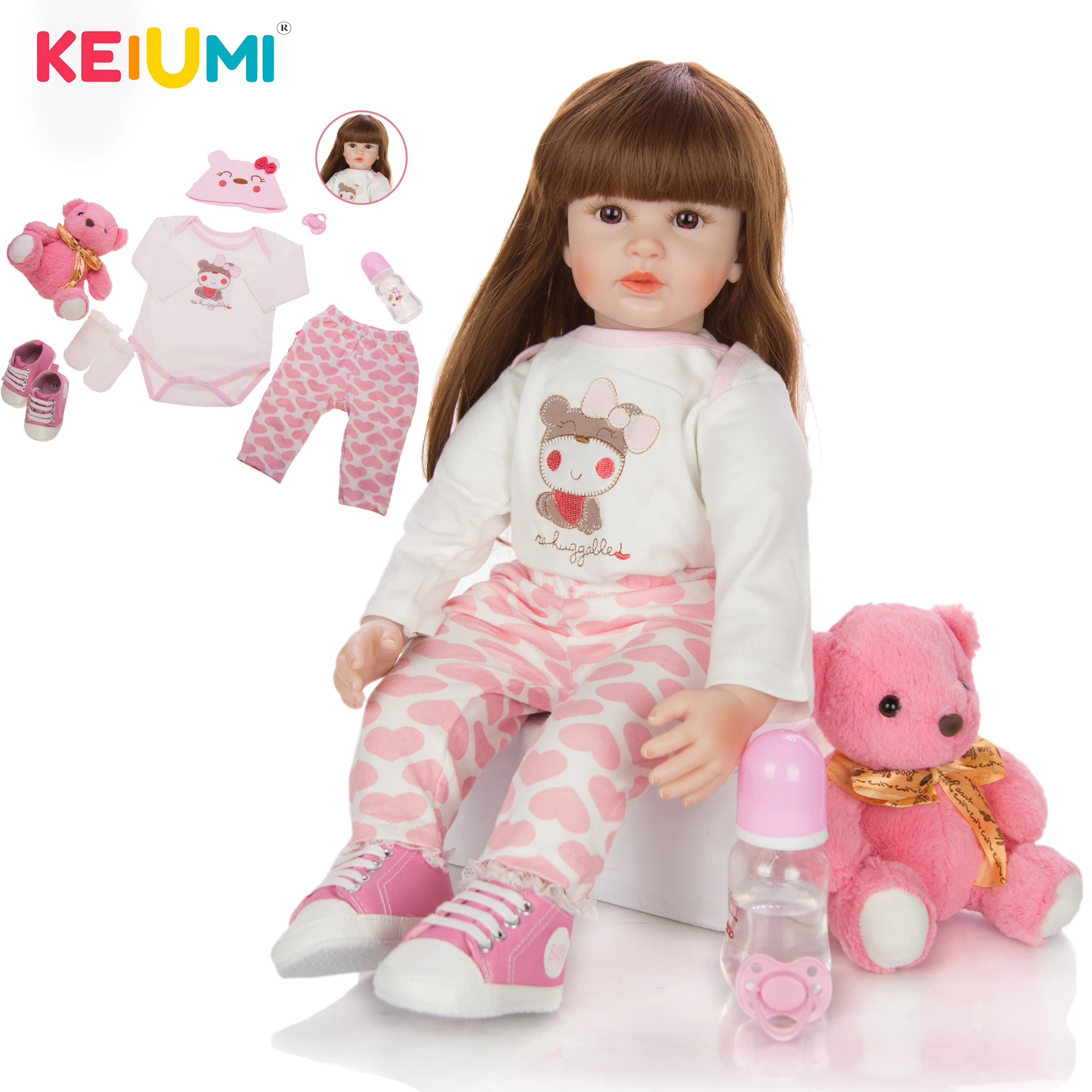 KEIUMI 60 см Новое поступление детские куклы для новорожденных тканевый парик тела