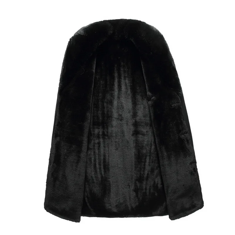 Vertvie Мужчины искусственная кожа куртка длинный бизнес искусственный мех Толстая