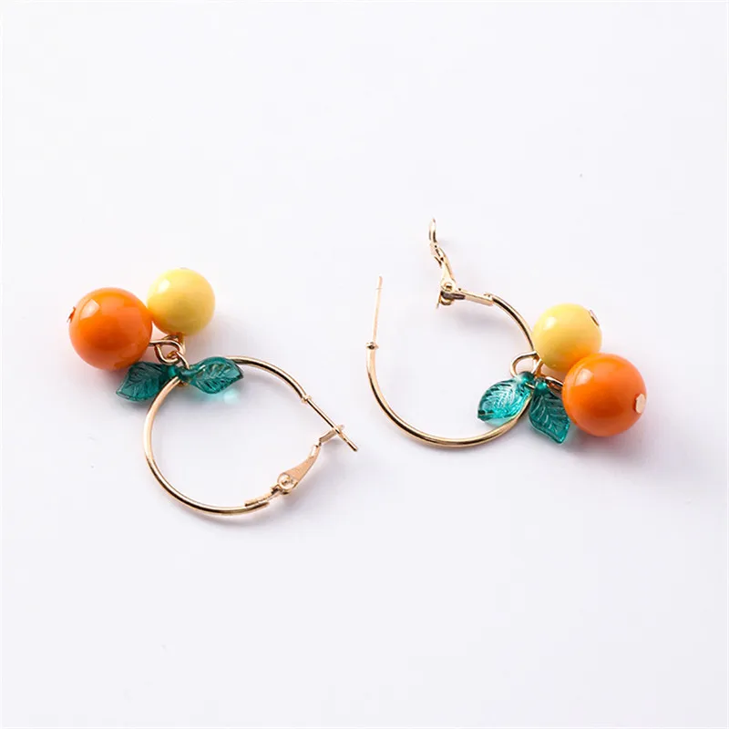 Корейские акриловые милый оранжевый серьги с фруктами Висячие капли Новинка еда