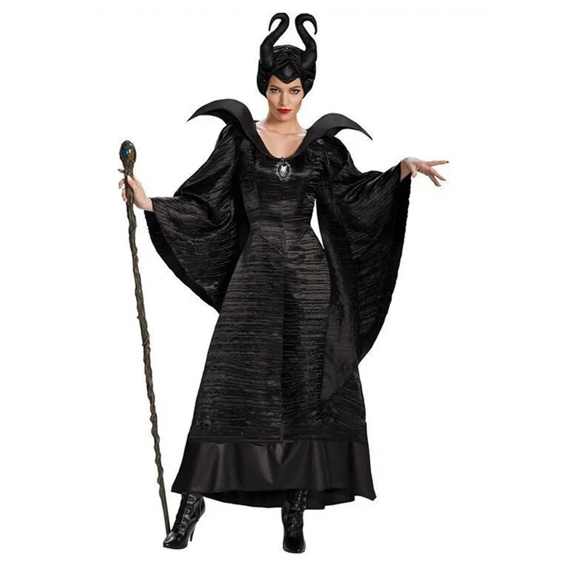 

Evil Witch Maleficent Halloween Cosplay Costume Adult Women Deluxe Fancy Dress