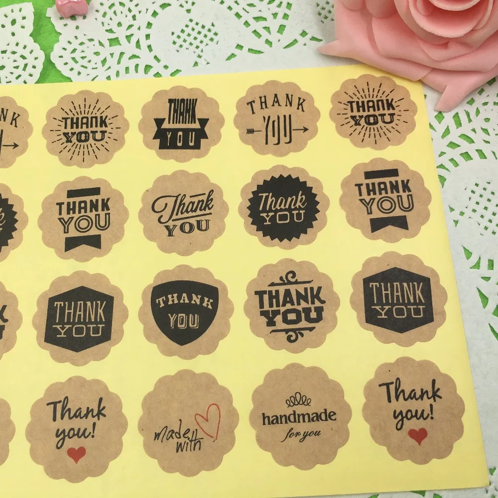 500 шт./лот крафт бумага спасибо 3 см круглая наклейка с уплотнением