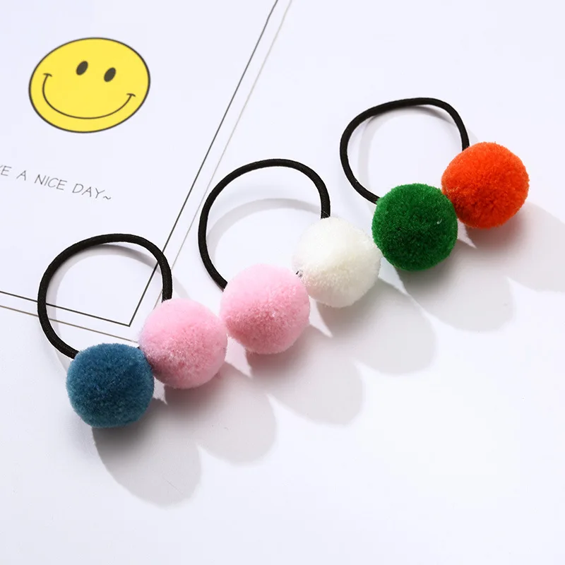 2 шт./компл. аксессуары для волос девочек эластичные резинки с плюшевым шариком